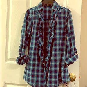 Plaid button down blouse